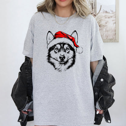 Husky, Santa, Dog, Christmas, Dog Lover, Pet T-Shirt Comfort Colors T-Shirt