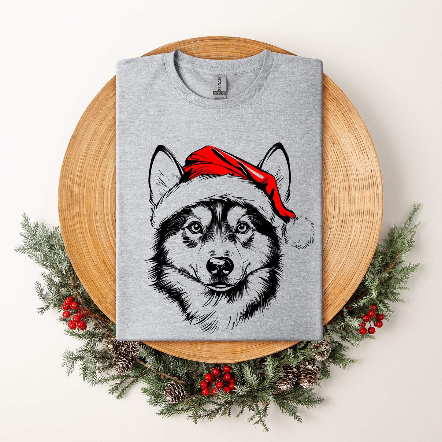 Husky, Santa, Dog, Christmas, Dog Lover, Pet T-Shirt Comfort Colors T-Shirt