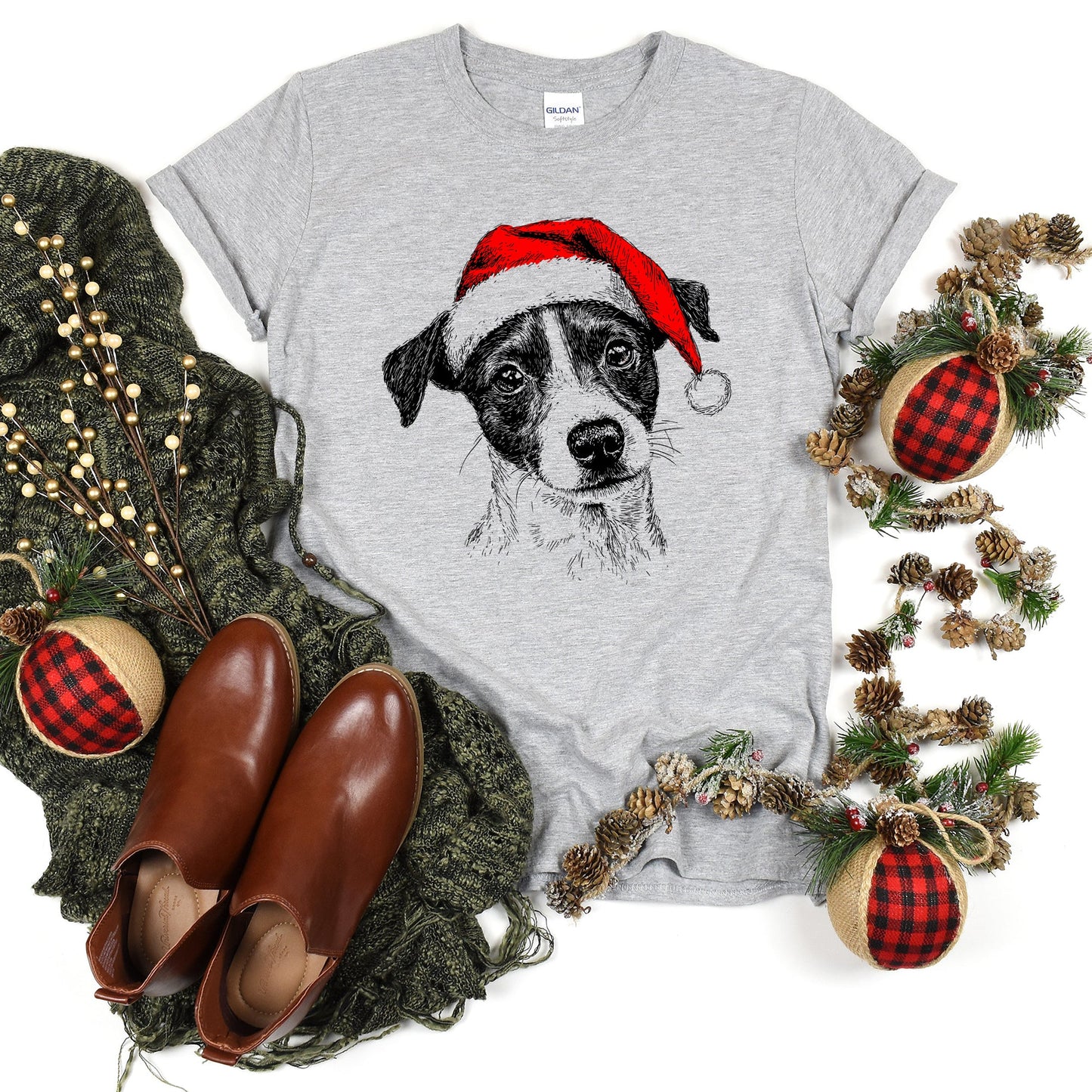 Jack Russell, Santa, Terrier Dog, Christmas, Dog Lover, Pet T-Shirt Comfort Colors T-Shirt