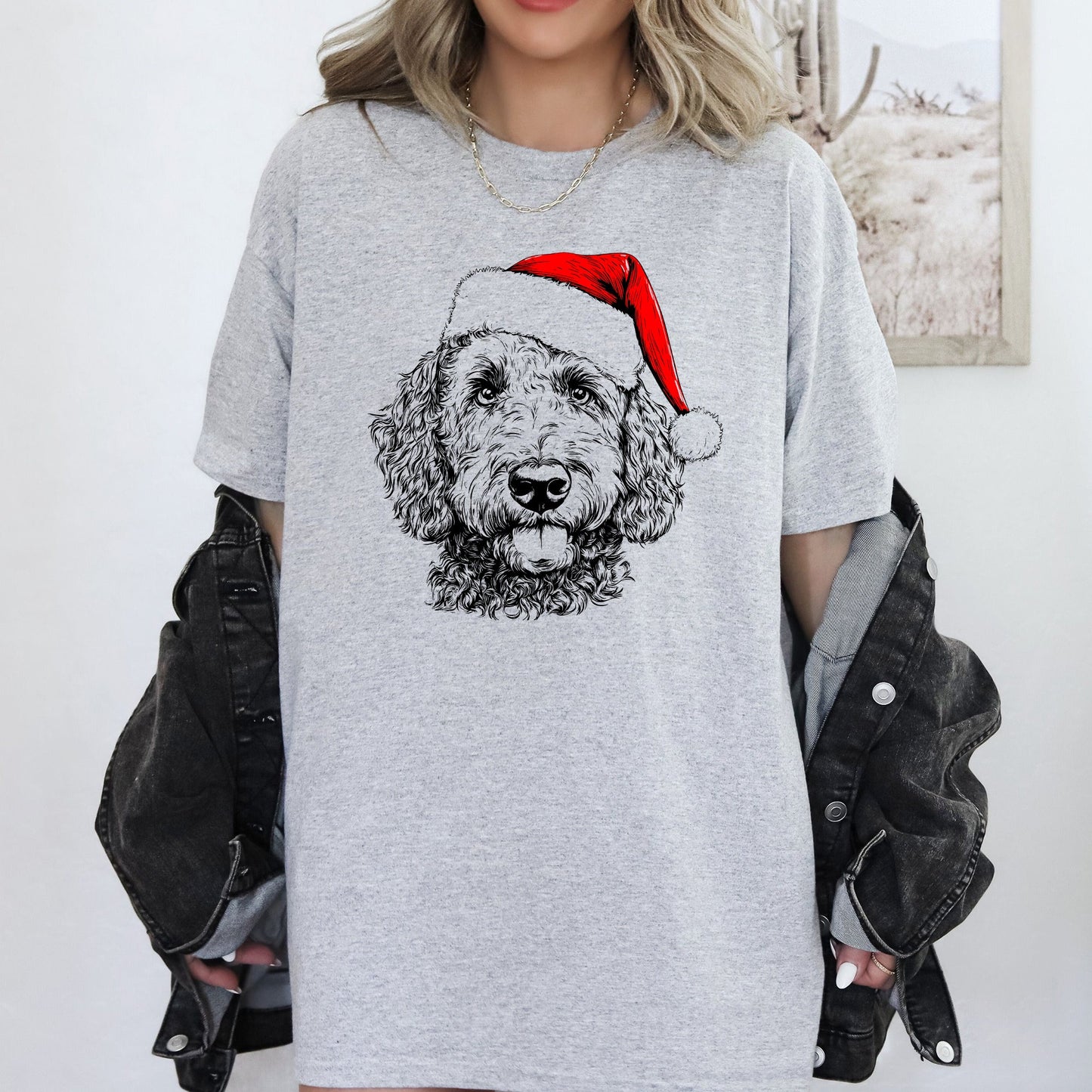 Labradoodle, Santa, Dog, Christmas, Dog Lover, Pet T-Shirt Comfort Colors T-Shirt