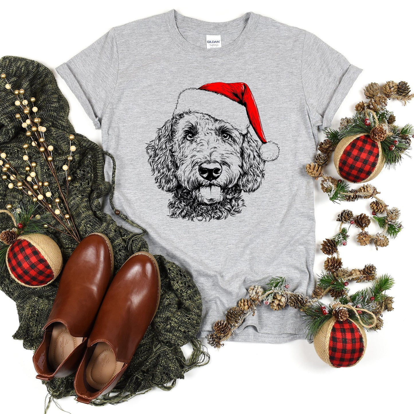 Labradoodle, Santa, Dog, Christmas, Dog Lover, Pet T-Shirt Comfort Colors T-Shirt