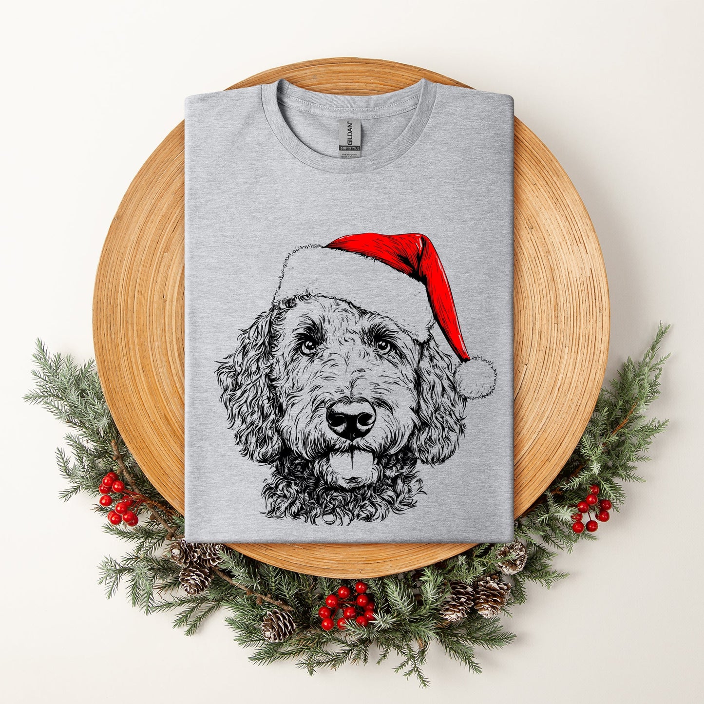 Labradoodle, Santa, Dog, Christmas, Dog Lover, Pet T-Shirt Comfort Colors T-Shirt