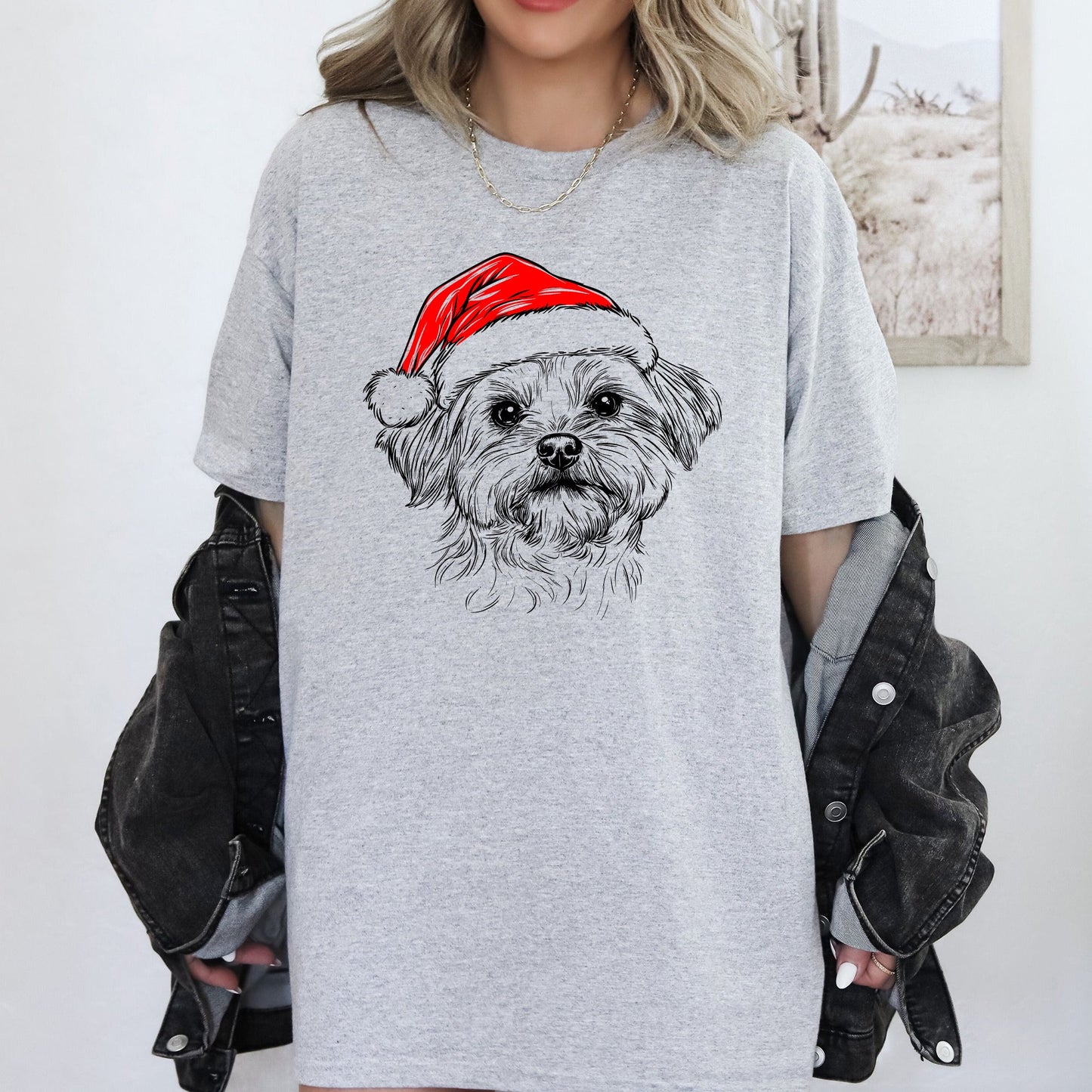 Maltese, Santa, Dog, Christmas, Dog Lover, Pet T-Shirt Comfort Colors T-Shirt