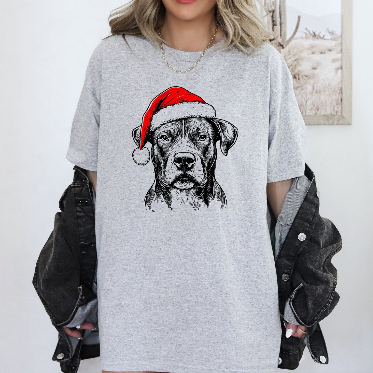 Pitbull, Santa, Dog, Christmas, Dog Lover, Pet T-Shirt Comfort Colors T-Shirt
