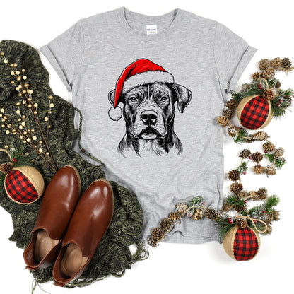 Pitbull, Santa, Dog, Christmas, Dog Lover, Pet T-Shirt Comfort Colors T-Shirt