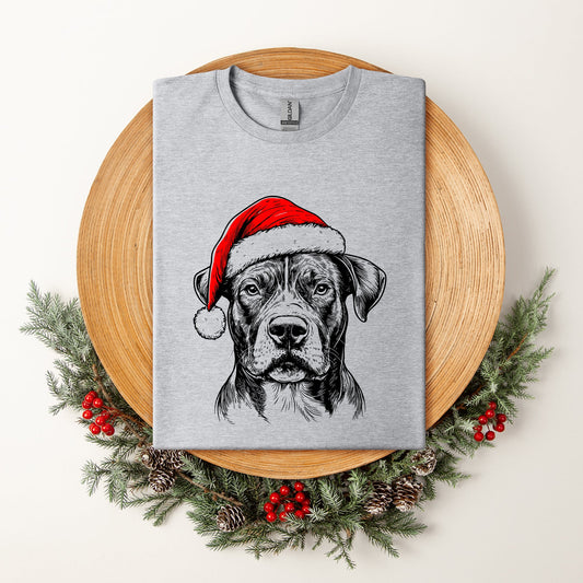 Pitbull, Santa, Dog, Christmas, Dog Lover, Pet T-Shirt Comfort Colors T-Shirt