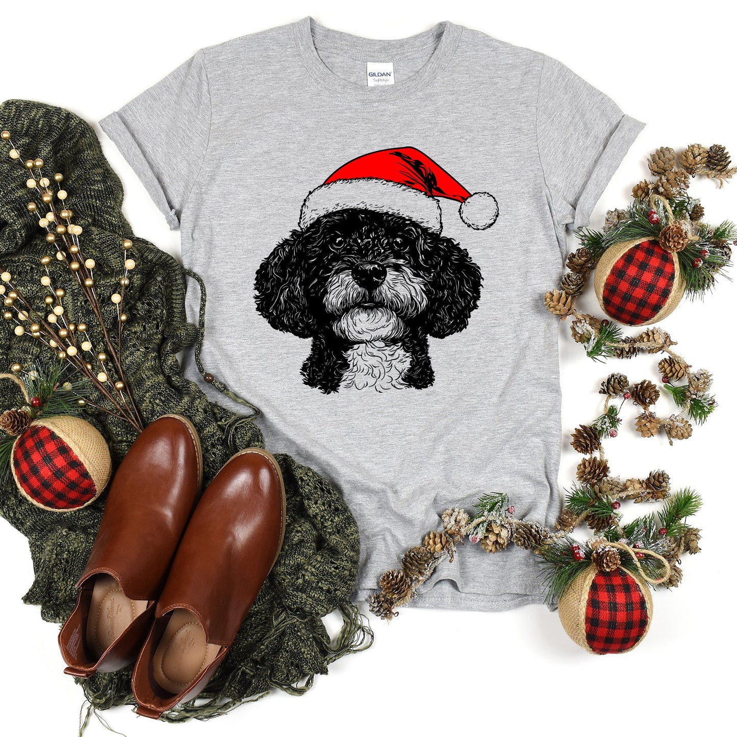 Portuguese Water Dog, Santa, Dog, Christmas, Dog Lover, Pet T-Shirt Comfort Colors T-Shirt