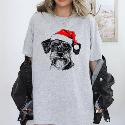 Schnauzer, Santa, Dog, Christmas, Dog Lover, Pet T-Shirt Comfort Colors T-Shirt