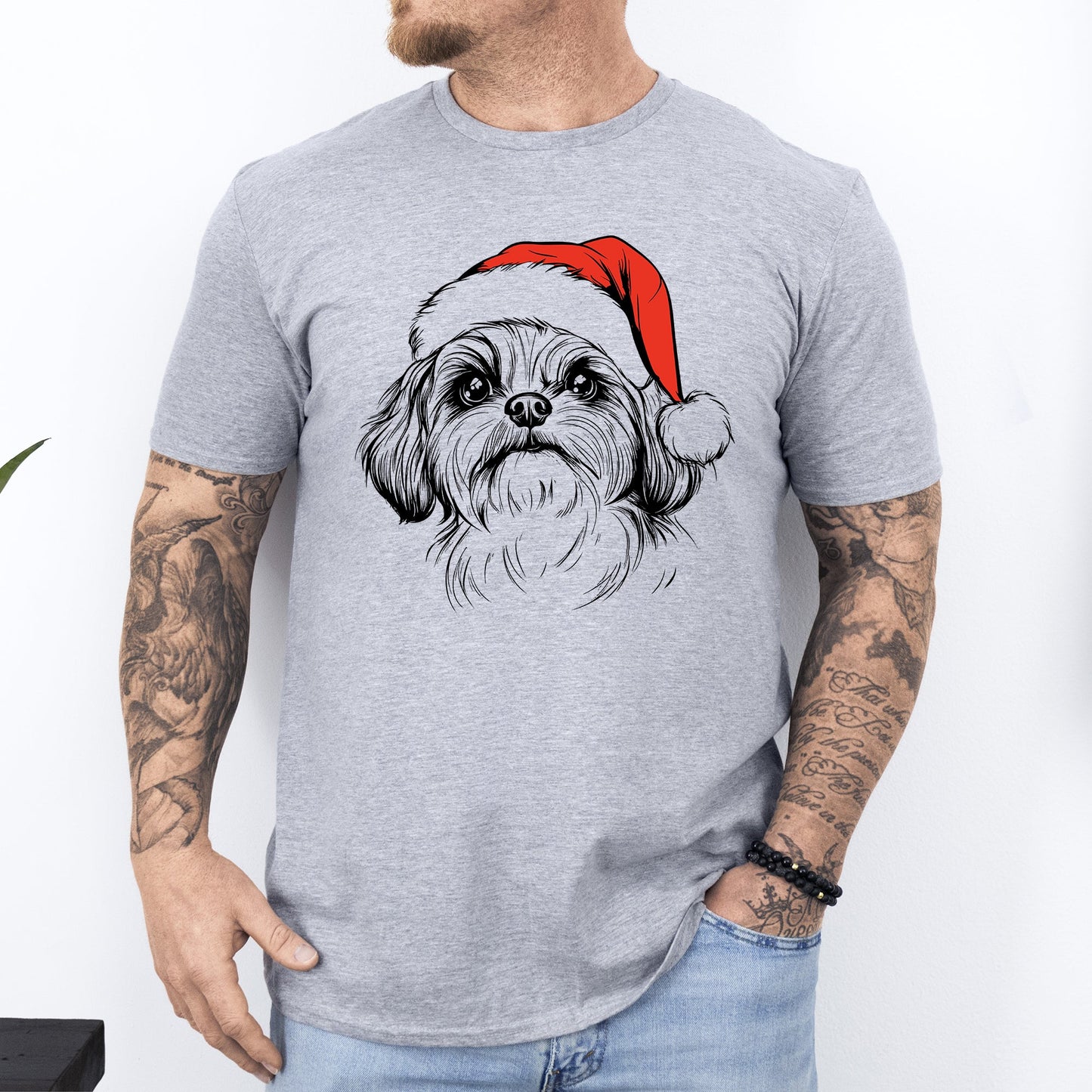 Shih Tzu, Santa, Dog, Christmas, Dog Lover, Pet T-Shirt Comfort Colors T-Shirt