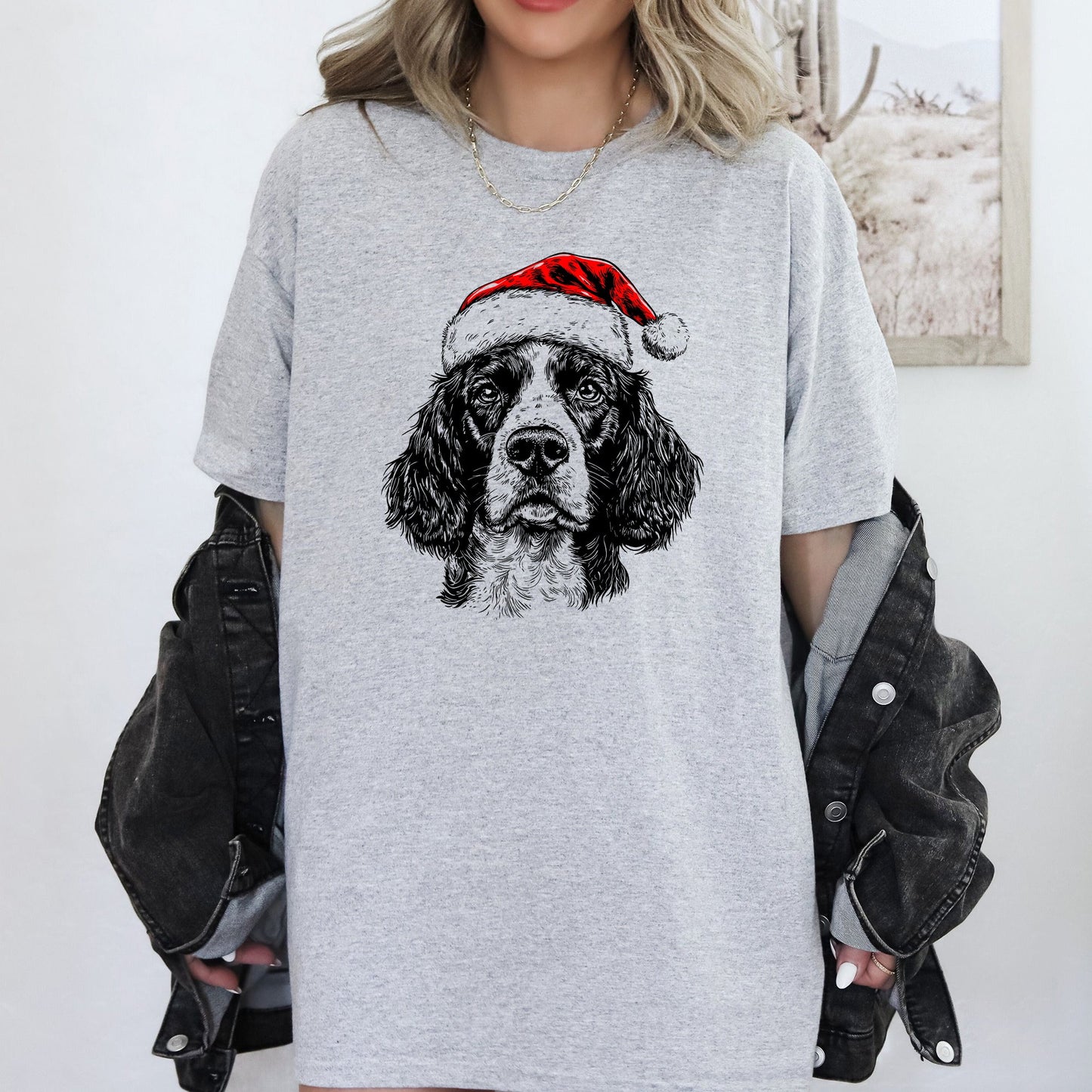 Springer Spaniel, Santa, Dog, Christmas, Dog Lover, Pet T-Shirt Comfort Colors T-Shirt