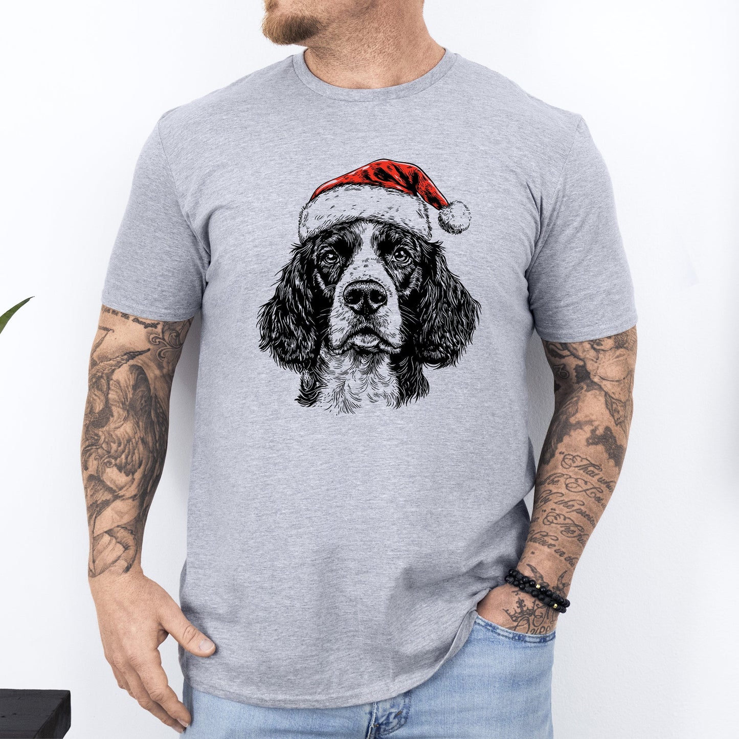 Springer Spaniel, Santa, Dog, Christmas, Dog Lover, Pet T-Shirt Comfort Colors T-Shirt