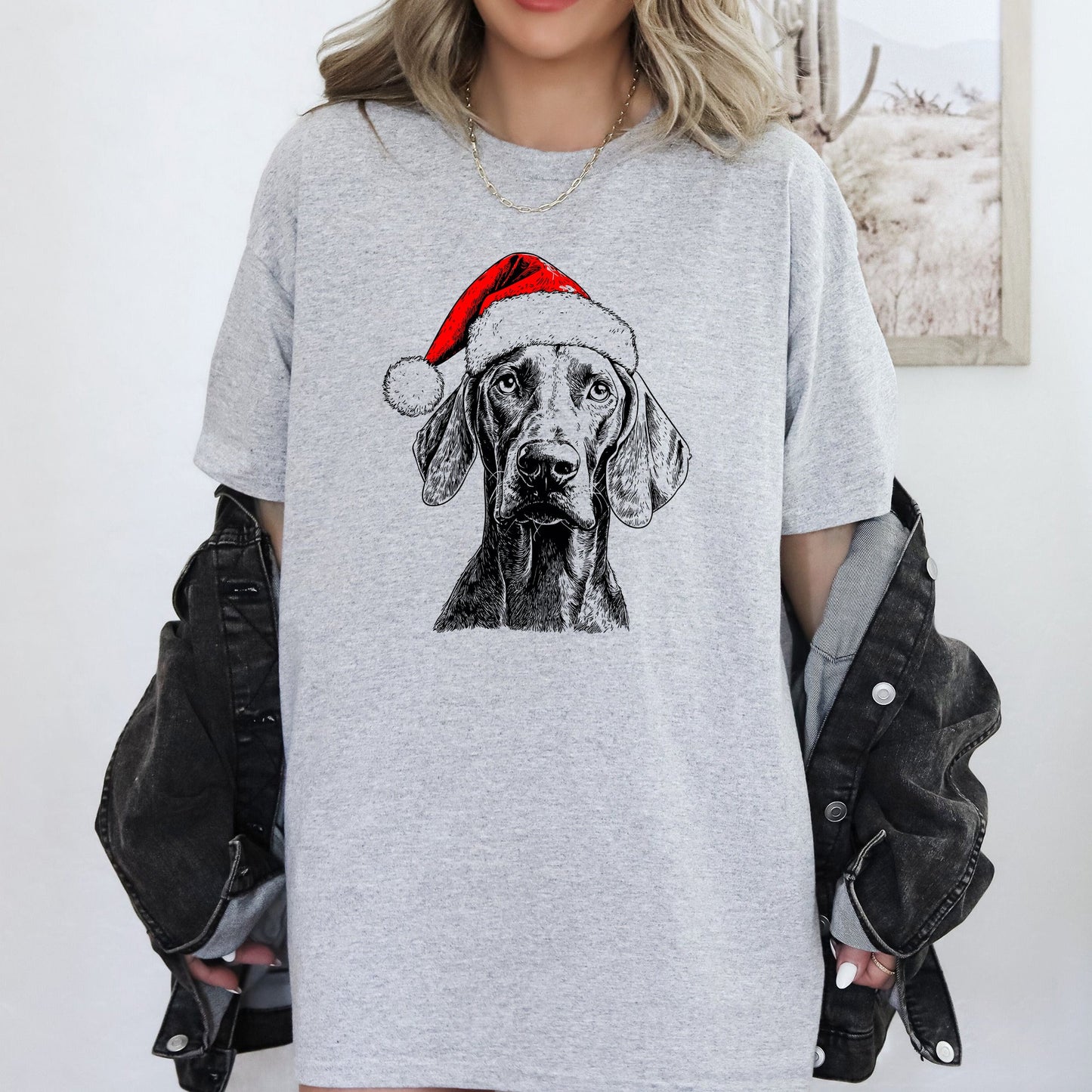 Weimaraner, Santa, Dog, Christmas, Dog Lover, Pet T-Shirt Comfort Colors T-Shirt