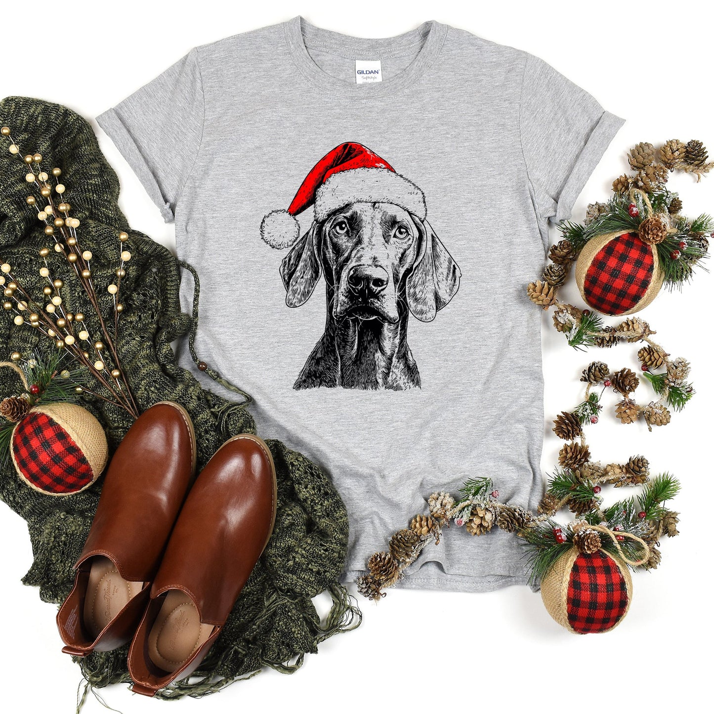 Weimaraner, Santa, Dog, Christmas, Dog Lover, Pet T-Shirt Comfort Colors T-Shirt