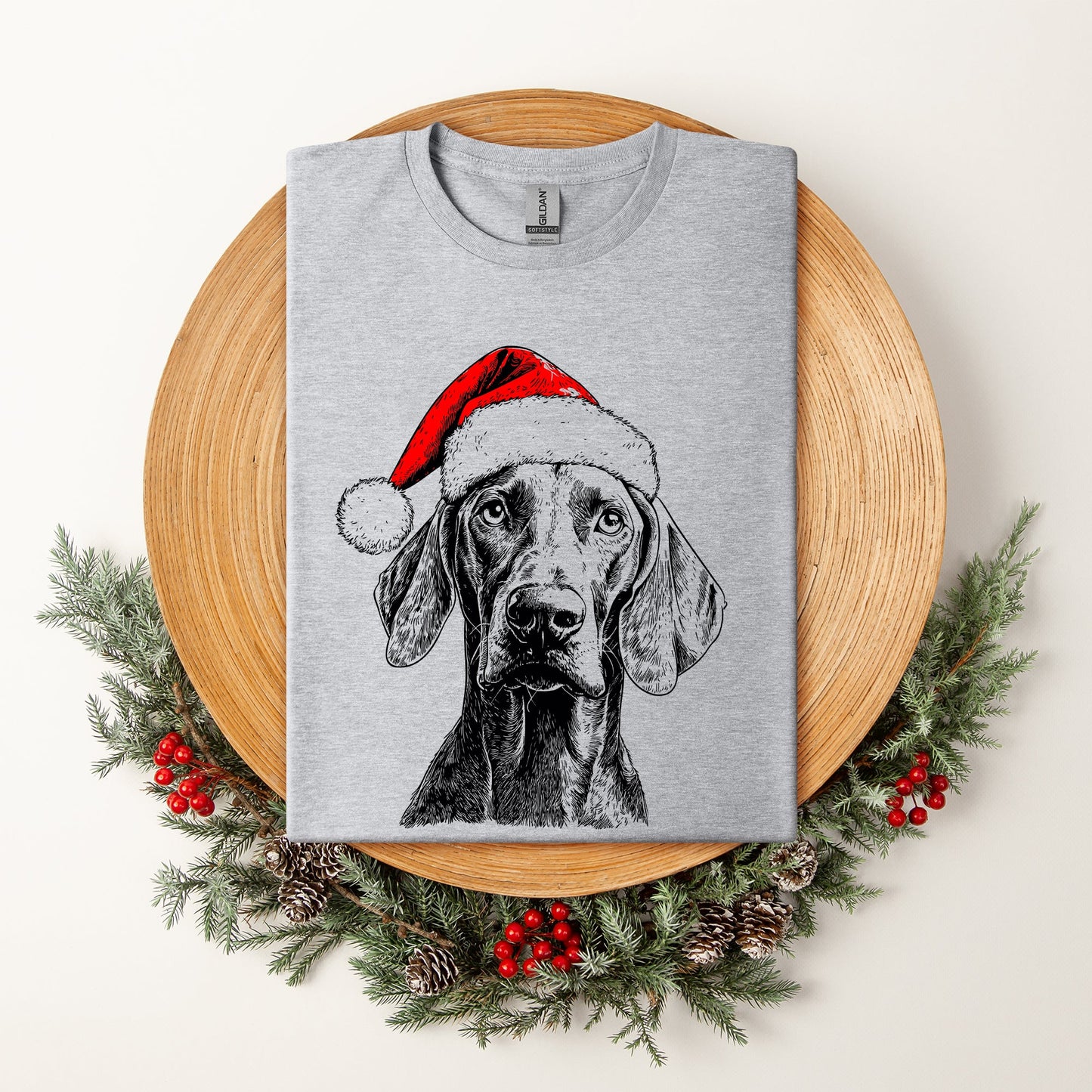 Weimaraner, Santa, Dog, Christmas, Dog Lover, Pet T-Shirt Comfort Colors T-Shirt