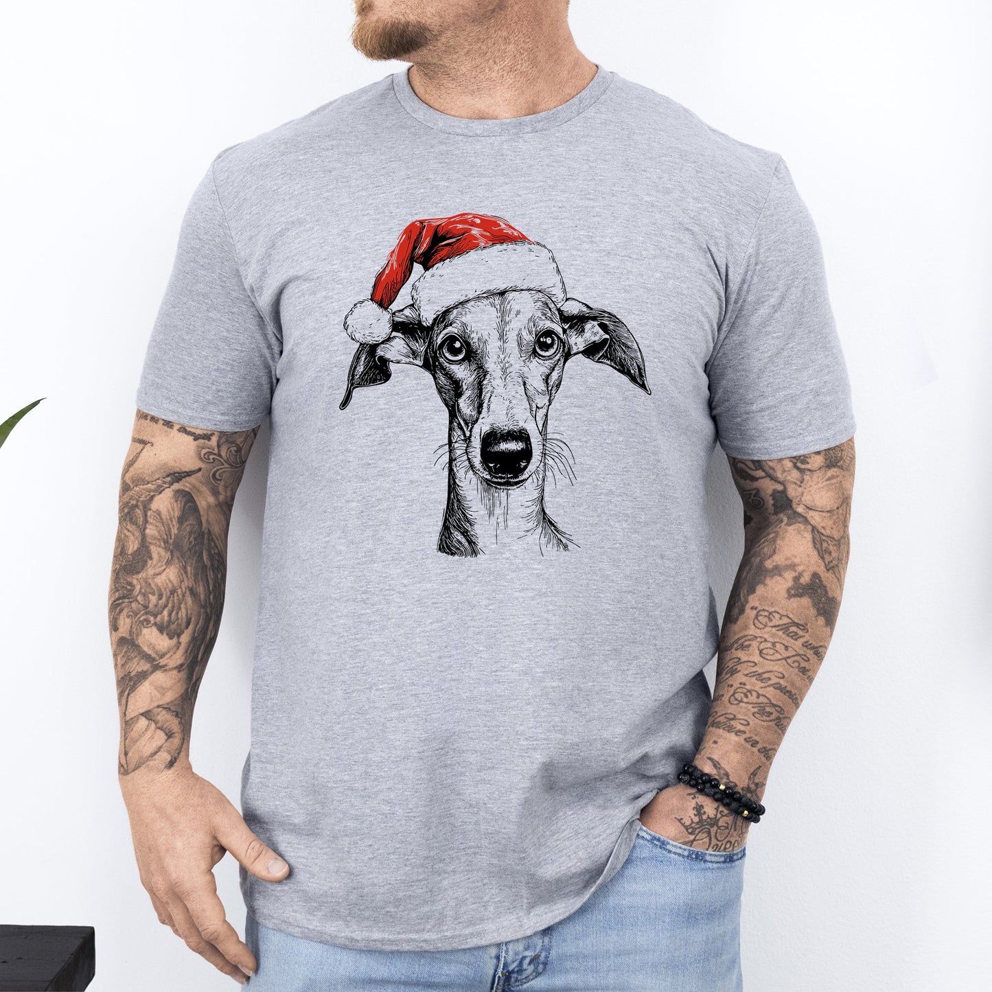 Whippet, Santa, Dog, Christmas, Dog Lover, Pet T-Shirt Comfort Colors T-Shirt