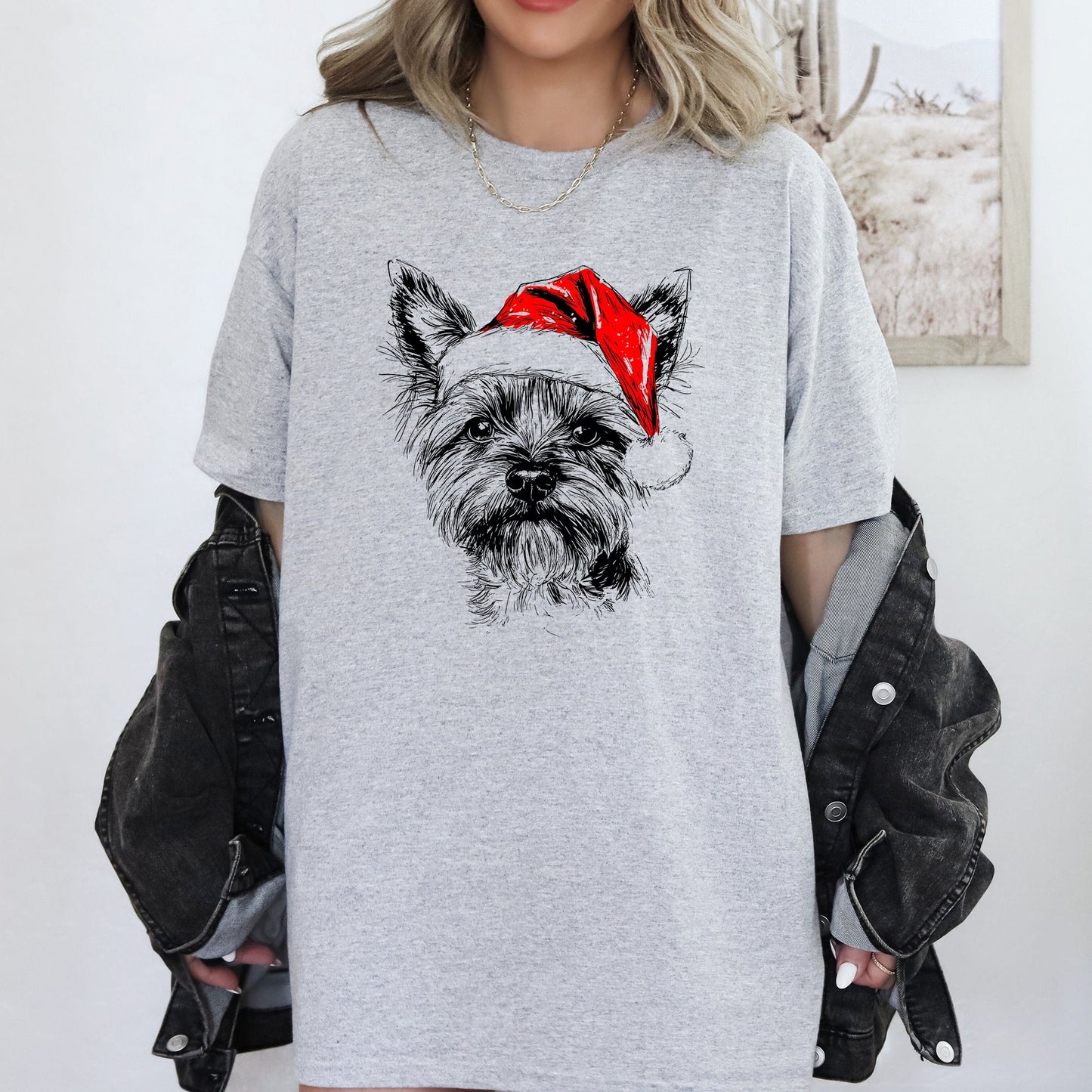 Yorkie, Santa, Yorkshire Terrier Dog, Christmas, Dog Lover, Pet T-Shirt Comfort Colors T-Shirt