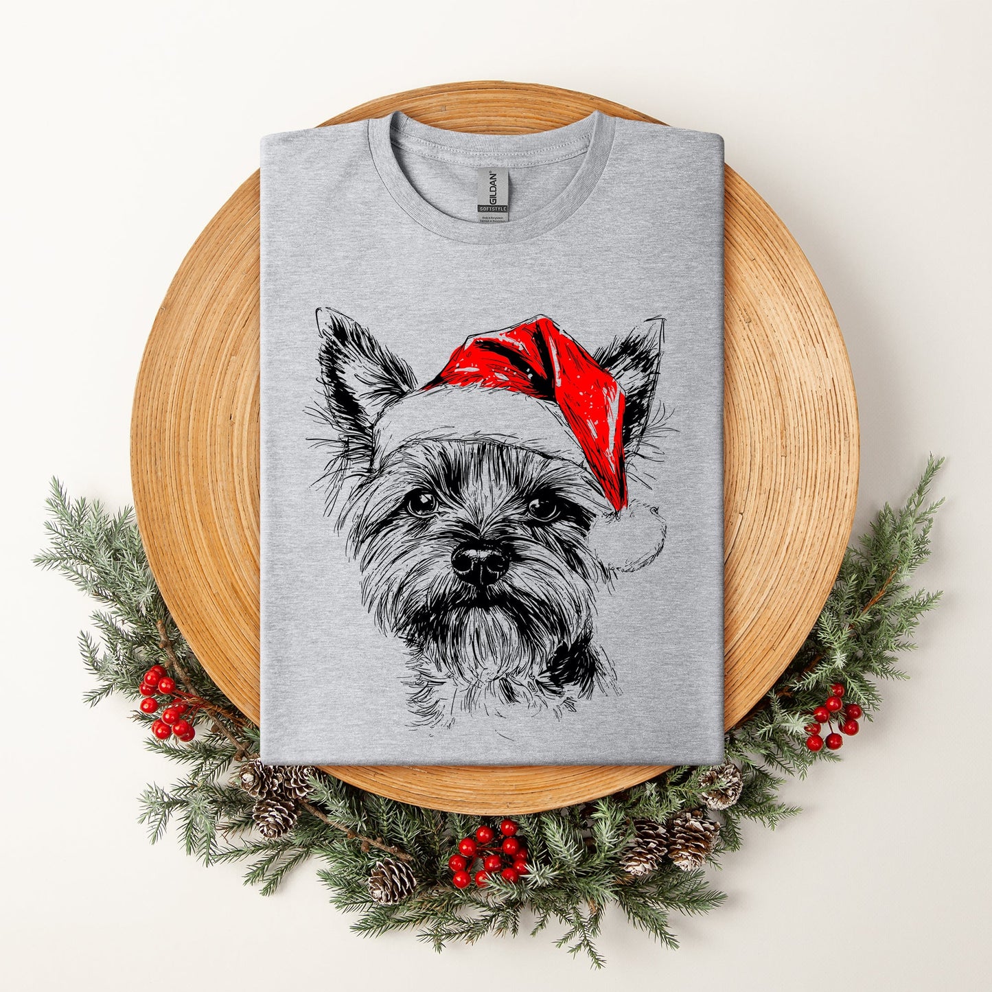 Yorkie, Santa, Yorkshire Terrier Dog, Christmas, Dog Lover, Pet T-Shirt Comfort Colors T-Shirt