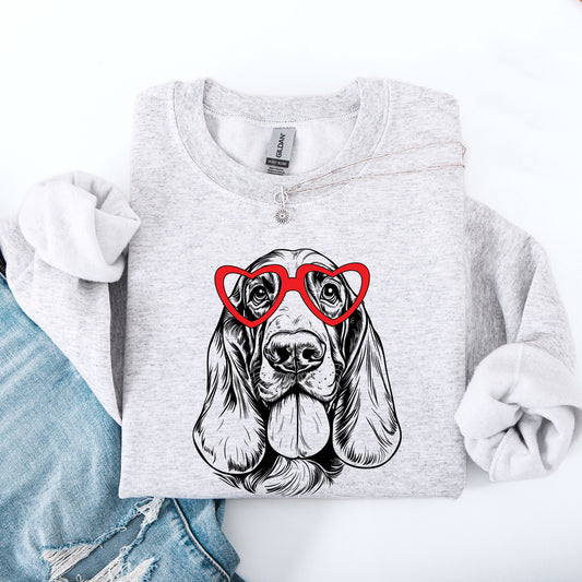 Basset Hound, Pet, Dog Breed, Valentine's Sweatshirt