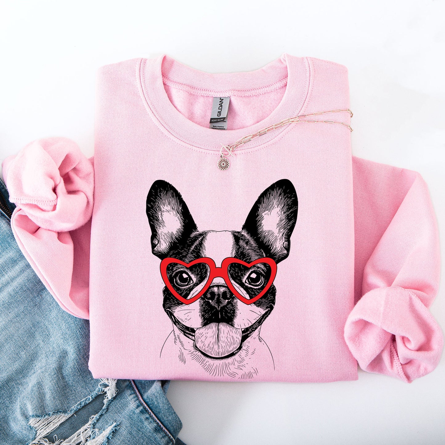 Boston Terrier, Pet, Dog Breed, Valentine's Sweatshirt