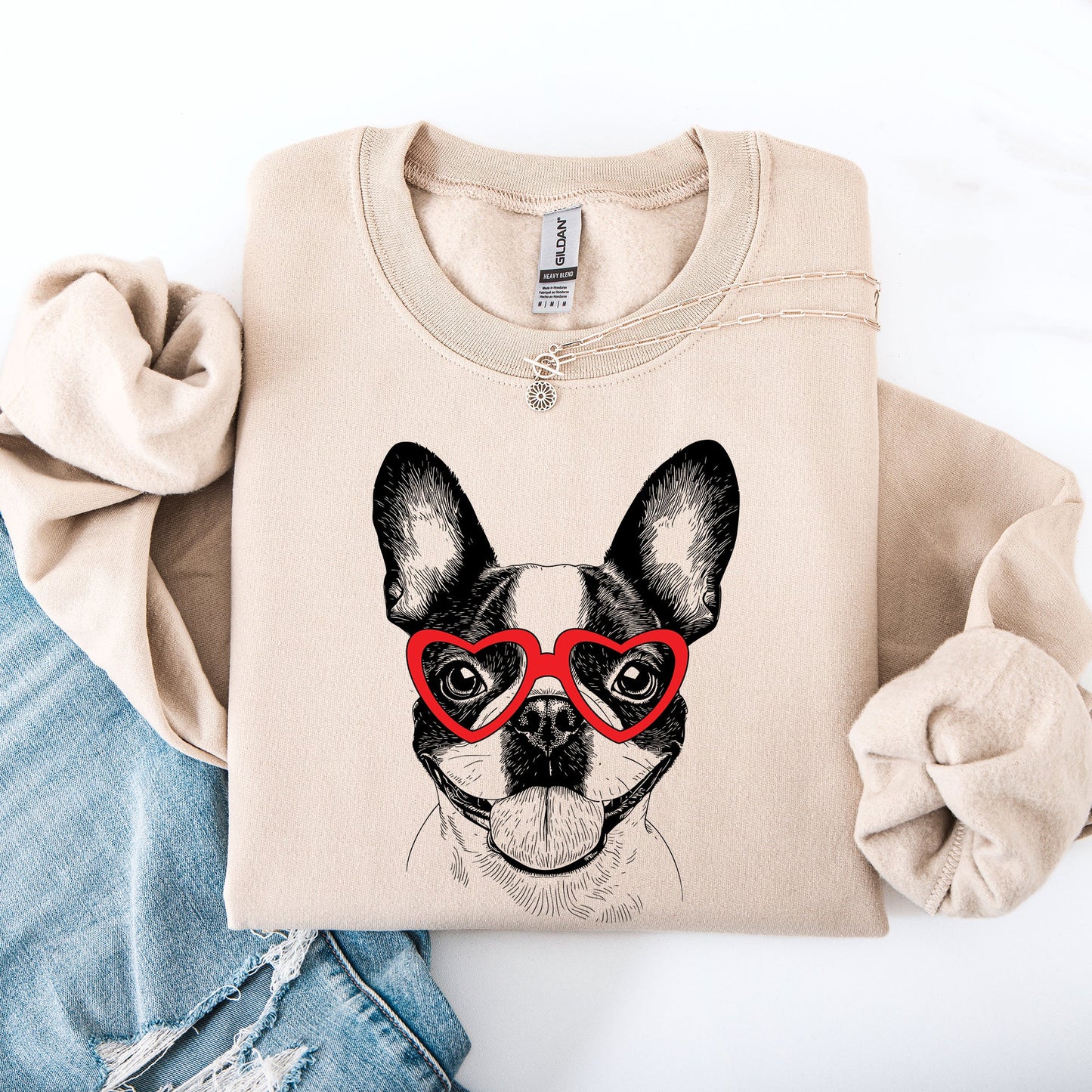 Boston Terrier, Pet, Dog Breed, Valentine's Sweatshirt