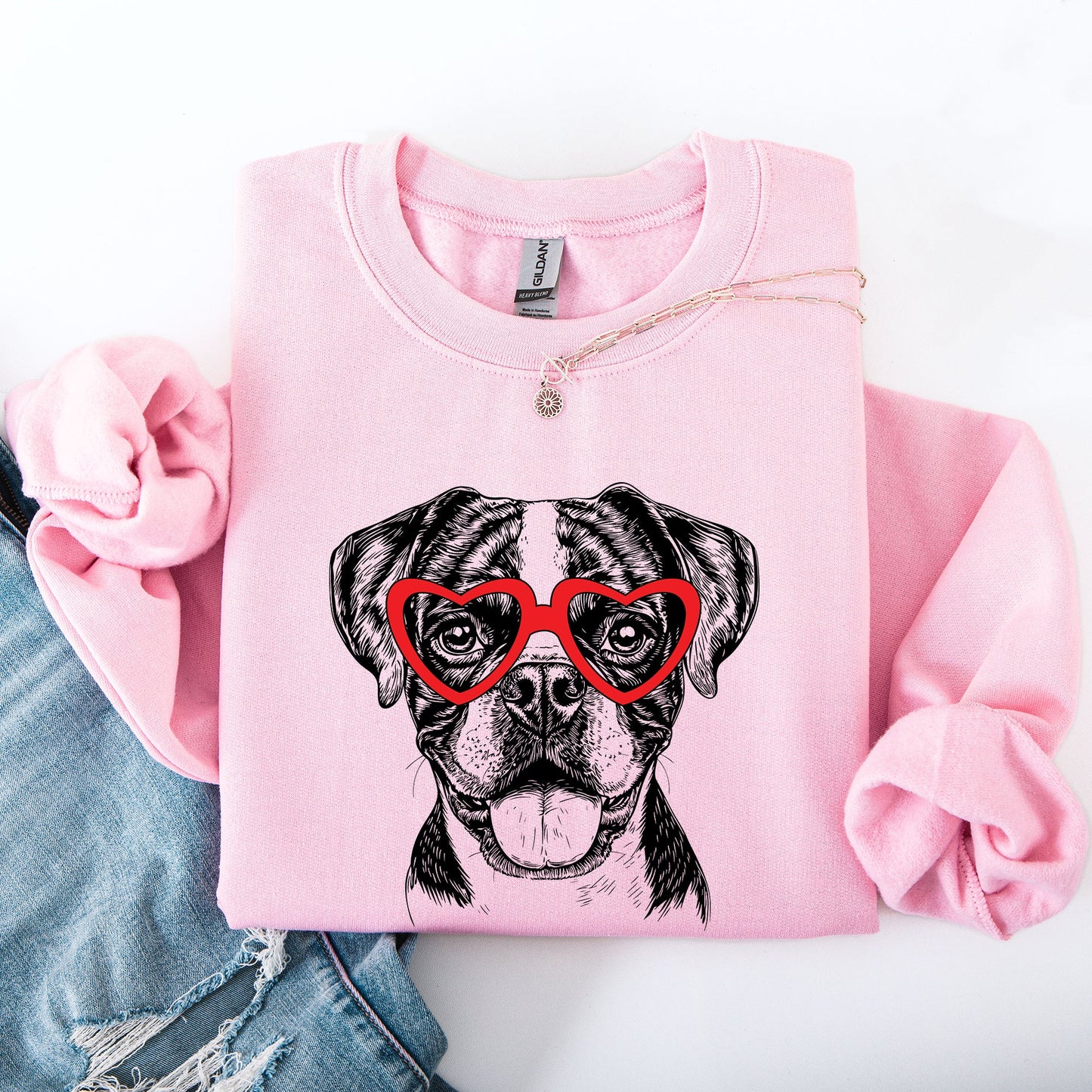 Boxer, Pet, Dog Breed, Valentine's Sweatshirt