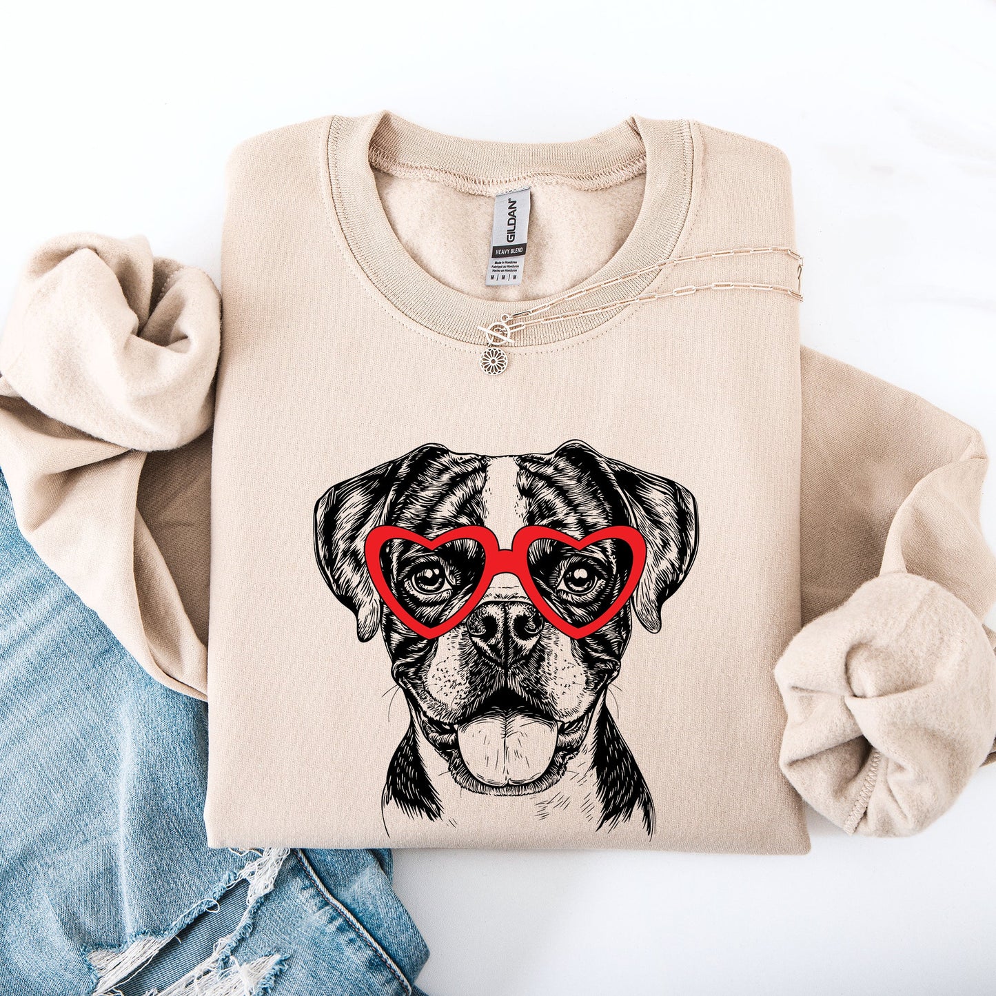 Boxer, Pet, Dog Breed, Valentine's Sweatshirt
