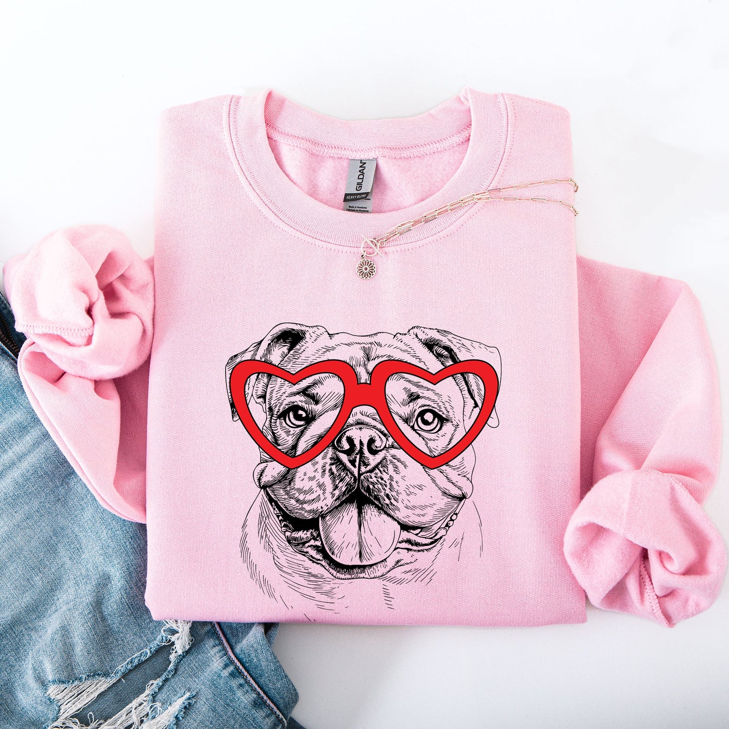 English Bulldog, Pet, Dog Breed, Valentine's Sweatshirt