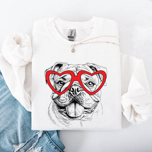 English Bulldog, Pet, Dog Breed, Valentine's Sweatshirt