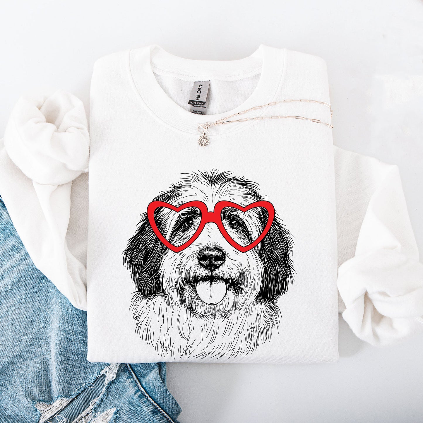 English Sheepdog, Pet, Dog Breed, Valentine's Sweatshirt