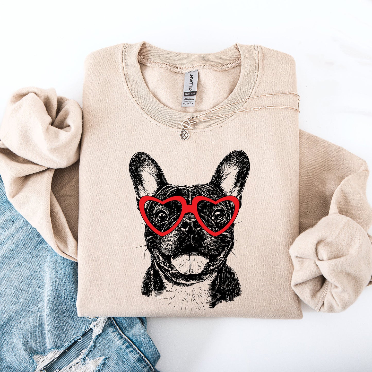 Frenchie, French Bulldog, Pet, Dog Breed Valentine's Sweatshirt