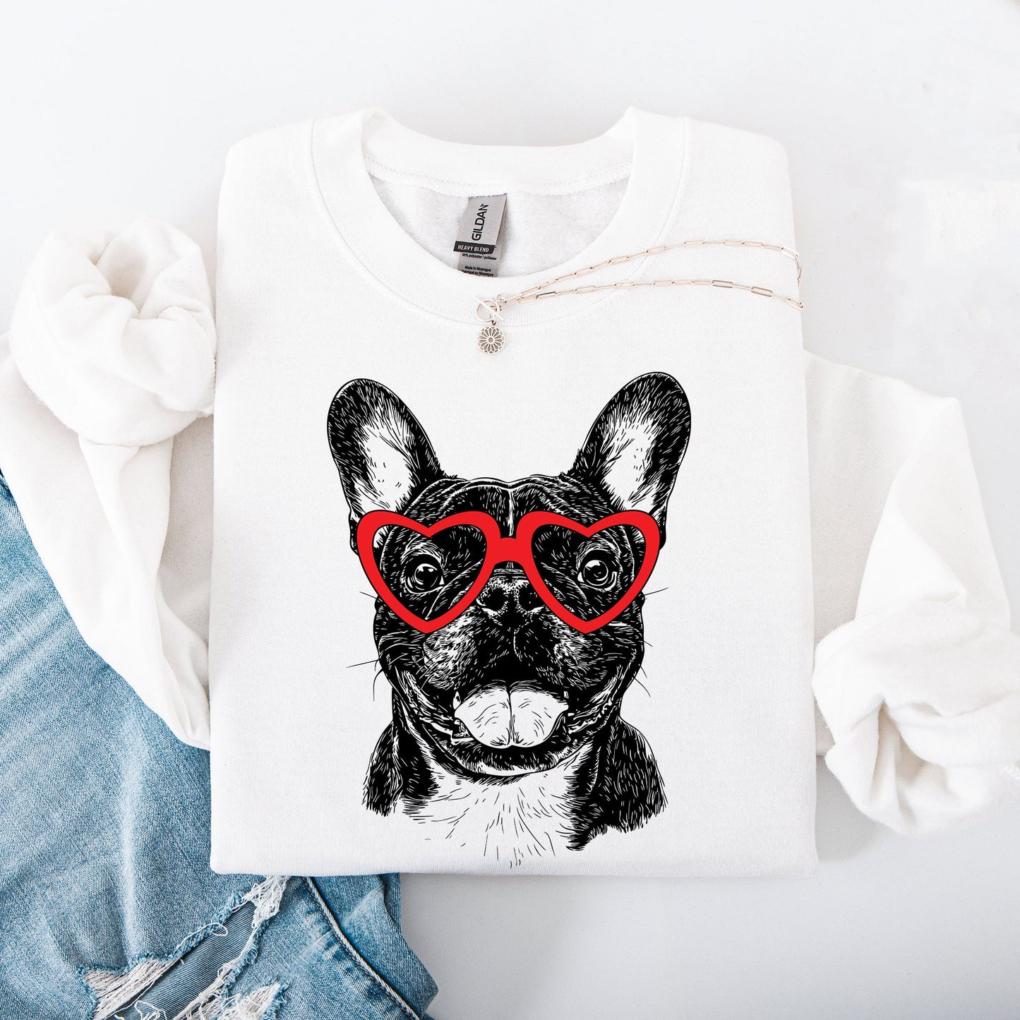 Frenchie, French Bulldog, Pet, Dog Breed Valentine's Sweatshirt