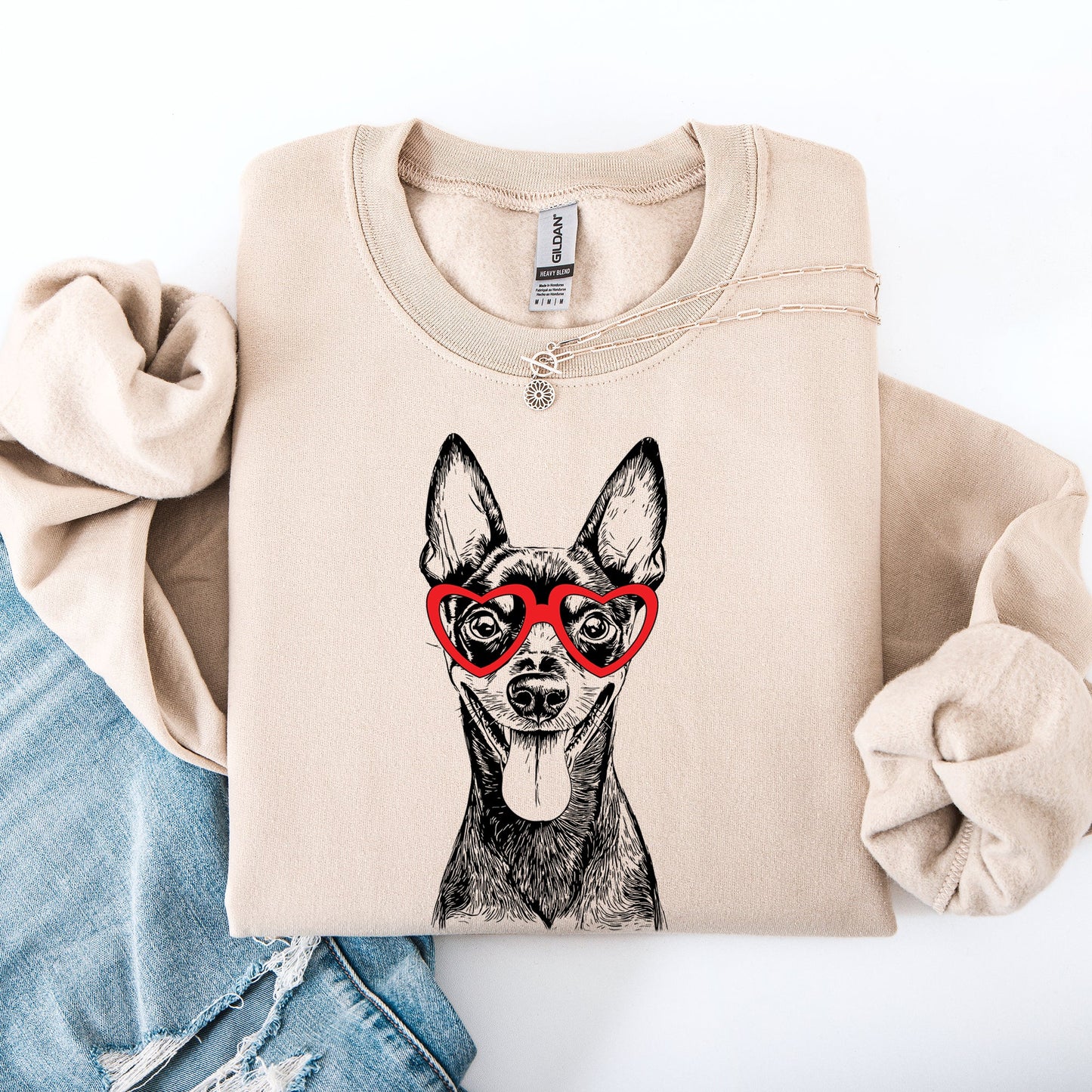 Miniature Pinscher, Min Pin, Pet, Dog Breed, Valentine's Sweatshirt