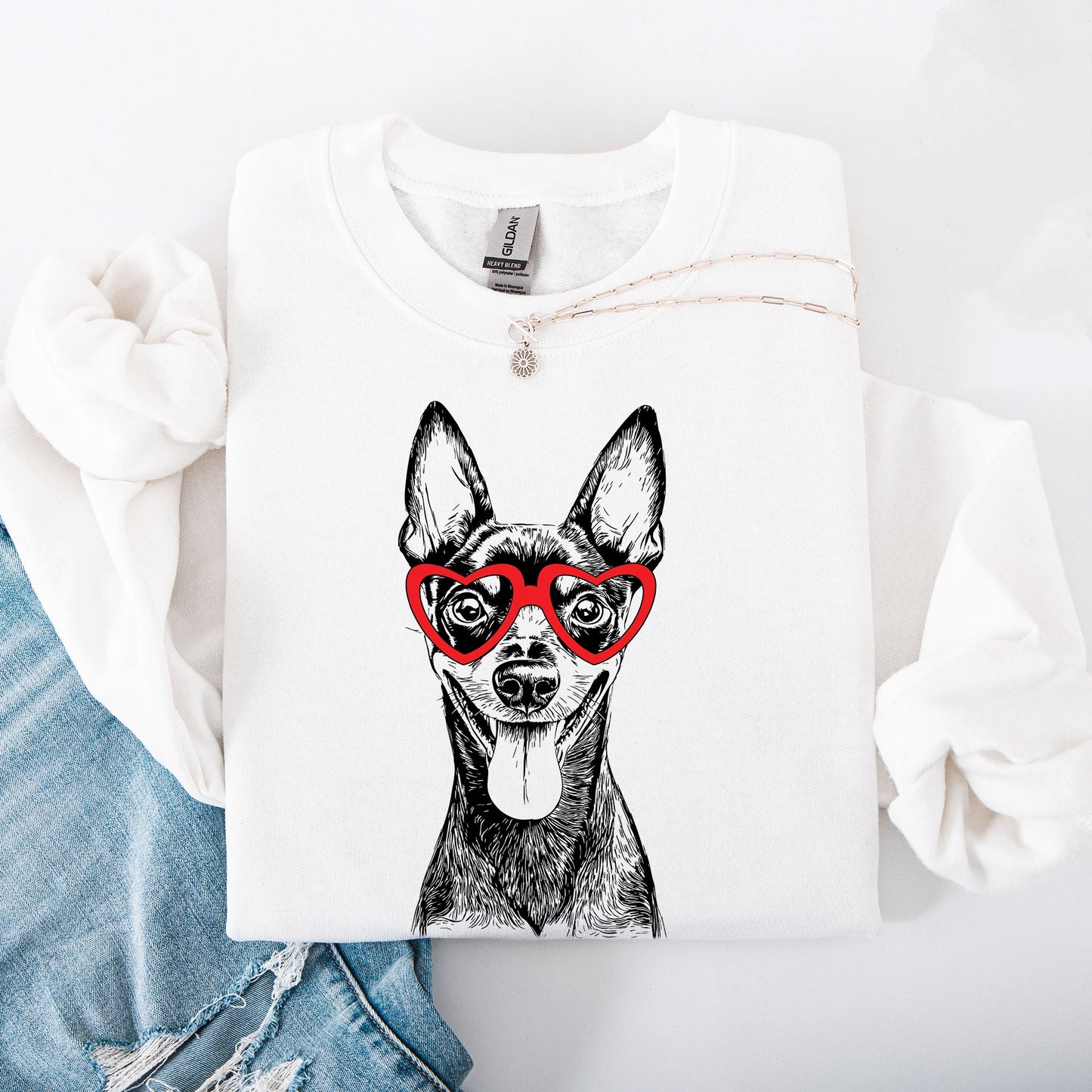 Miniature Pinscher, Min Pin, Pet, Dog Breed, Valentine's Sweatshirt