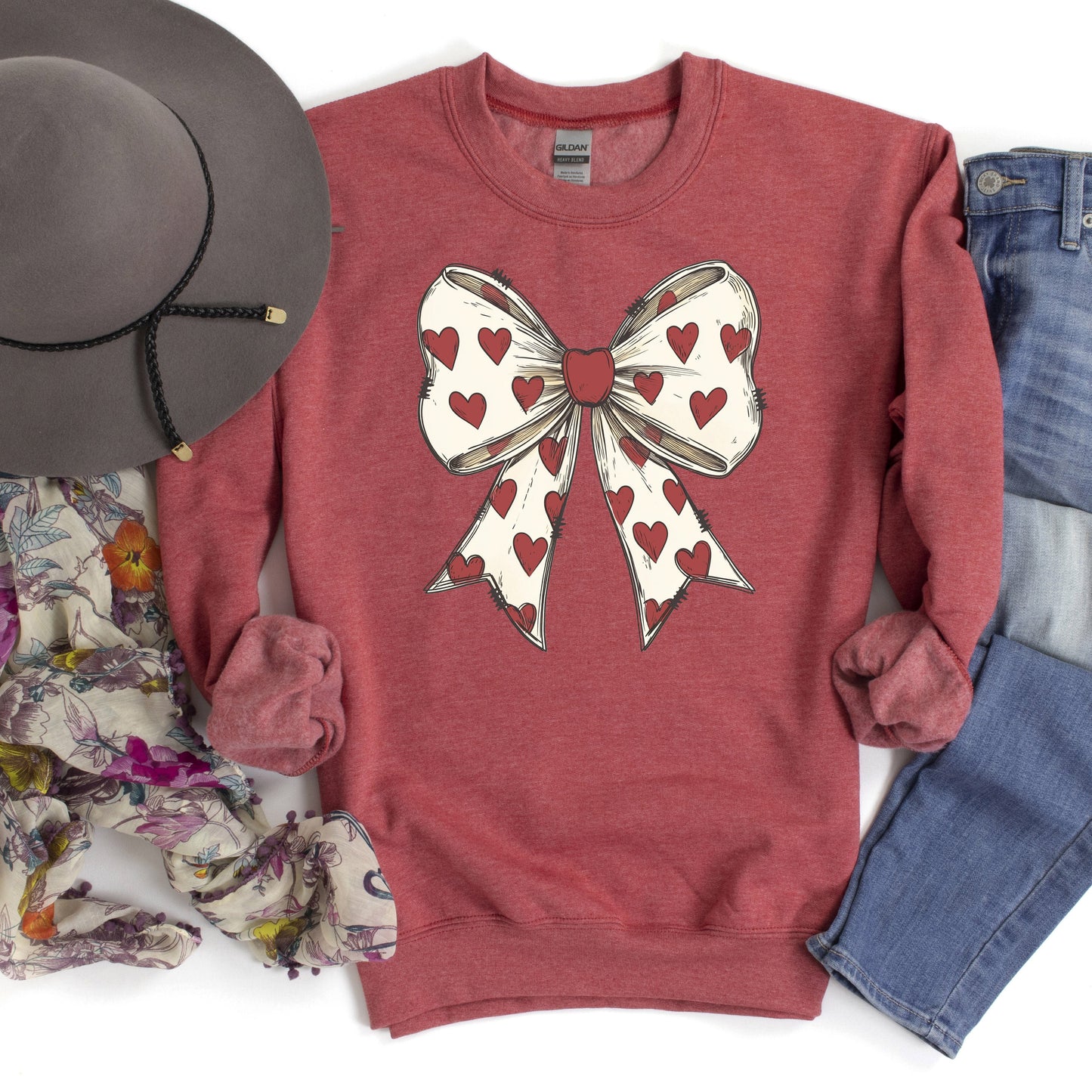 Retro Bow, Hearts, Coquette, Valentine's Day, Love Sweatshirt