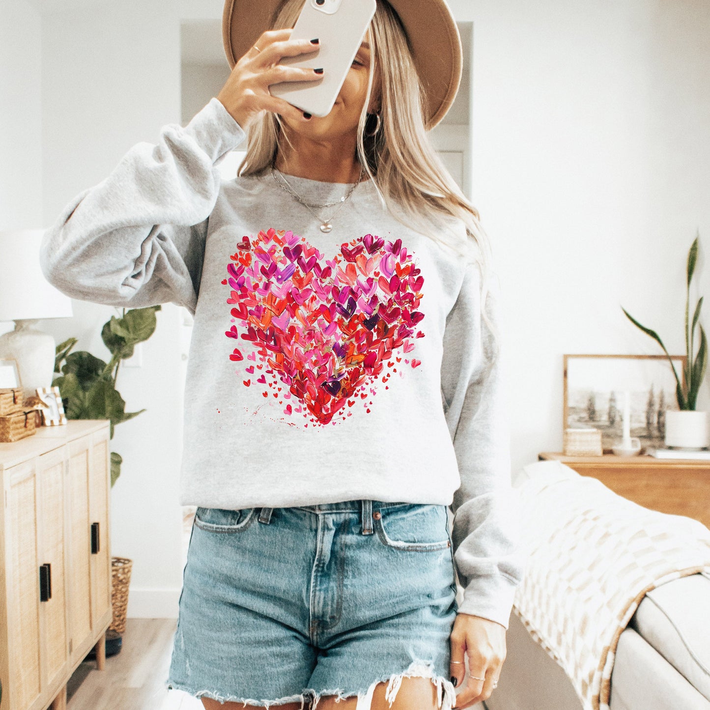 Watercolor Hearts, Colorful, Valentine's Day, Love Sweatshirt