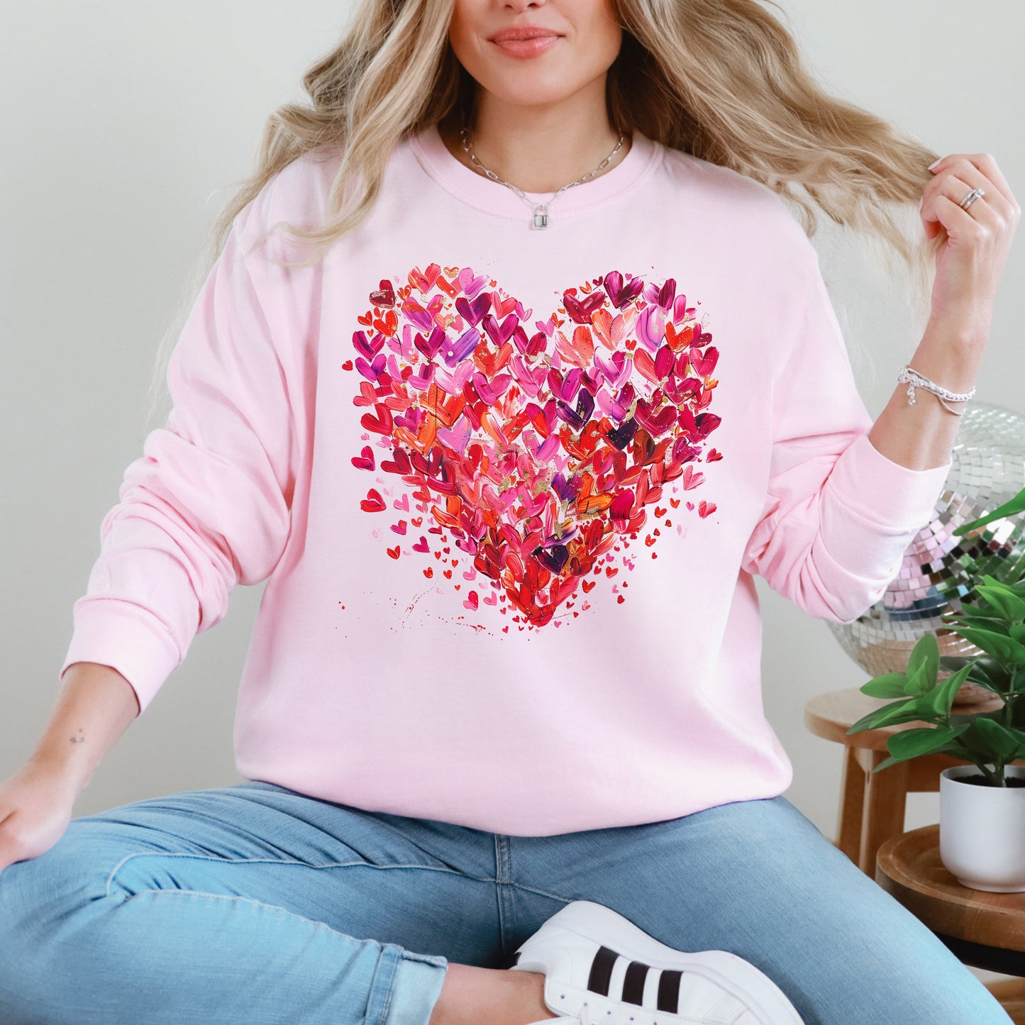 Watercolor Hearts, Colorful, Valentine's Day, Love Sweatshirt