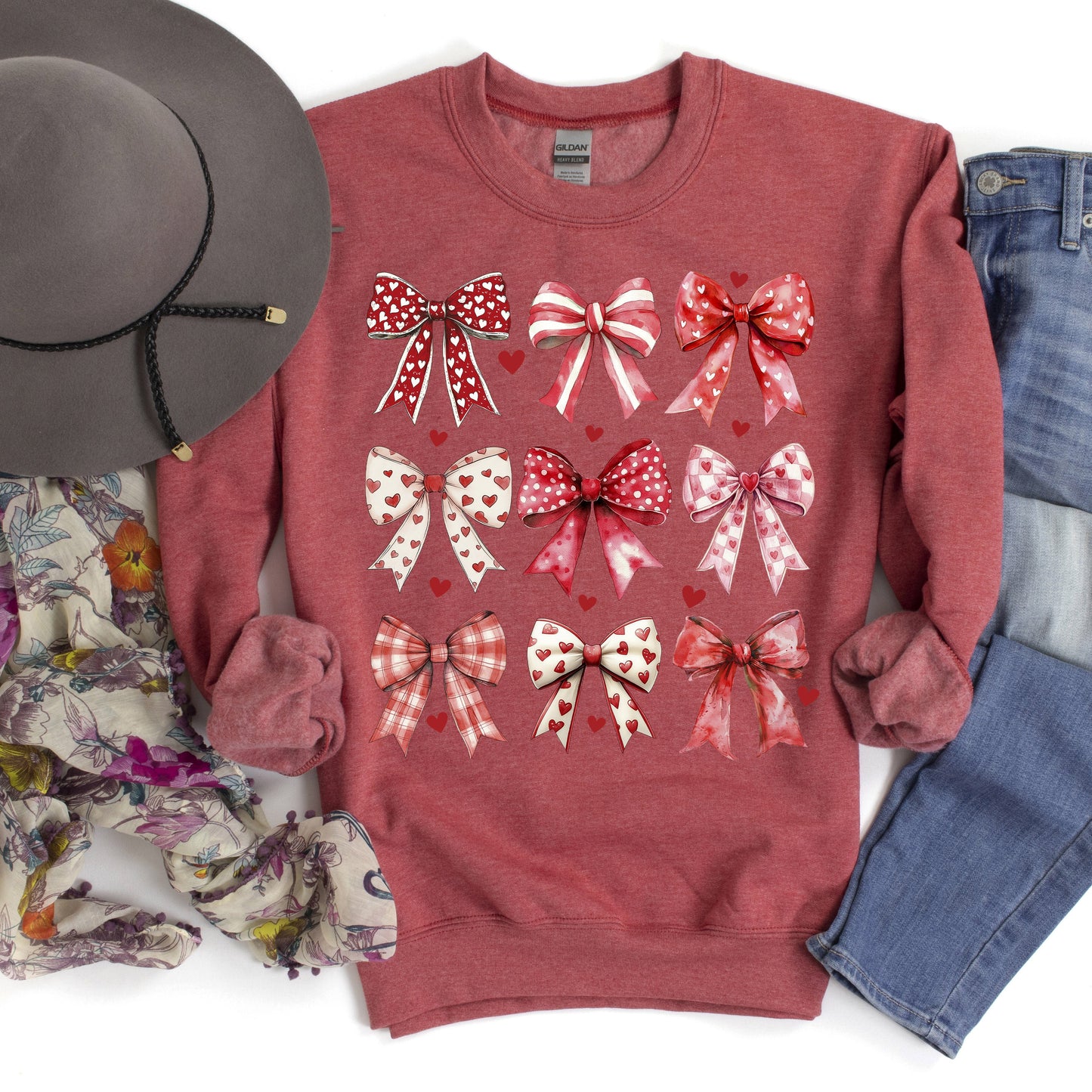 Retro Bows, Ribbons, Coquette, Valentine's Day, Love Sweatshirt
