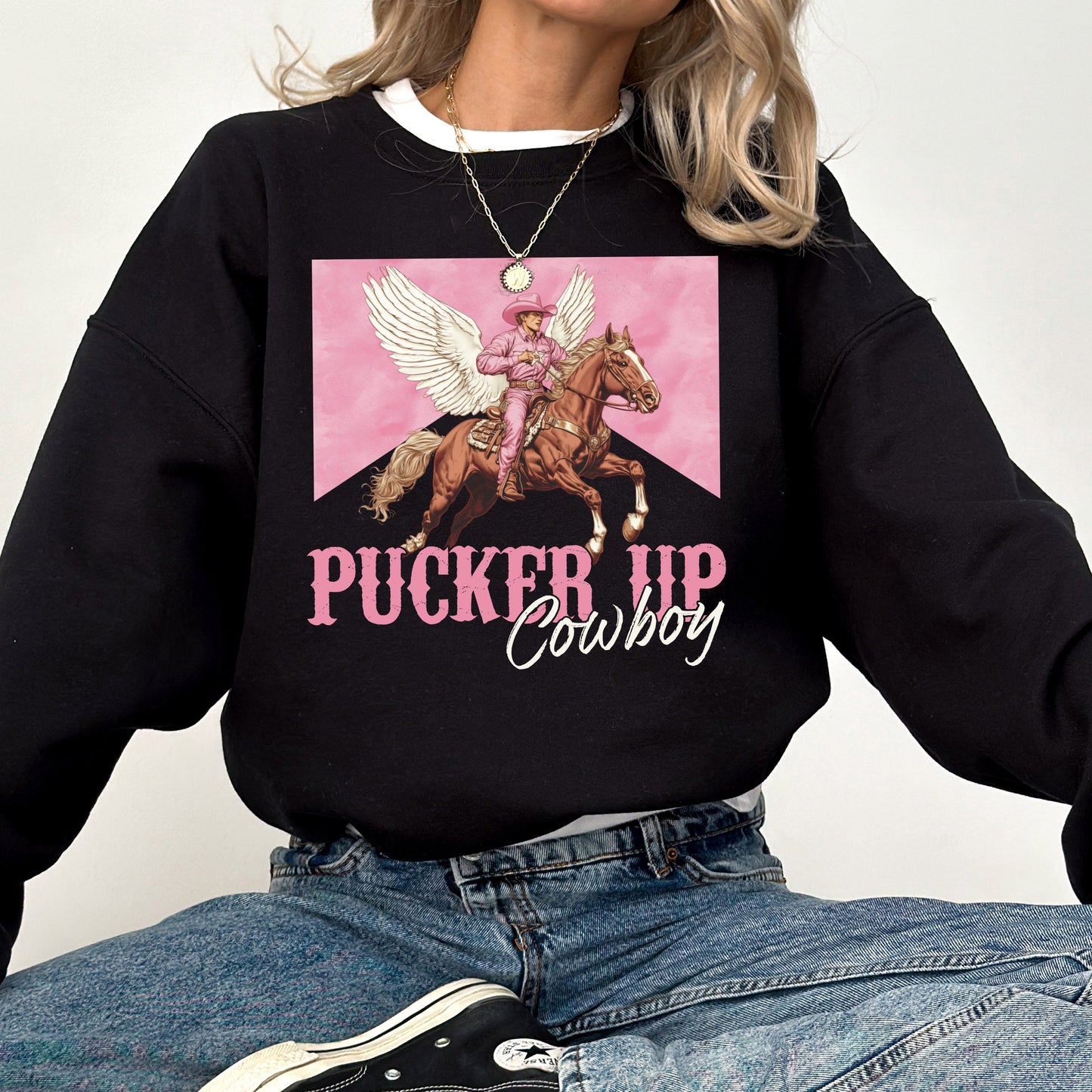 Pucker Up Cowboy, Western, Country, Valentine's Day, Love Sweatshirt