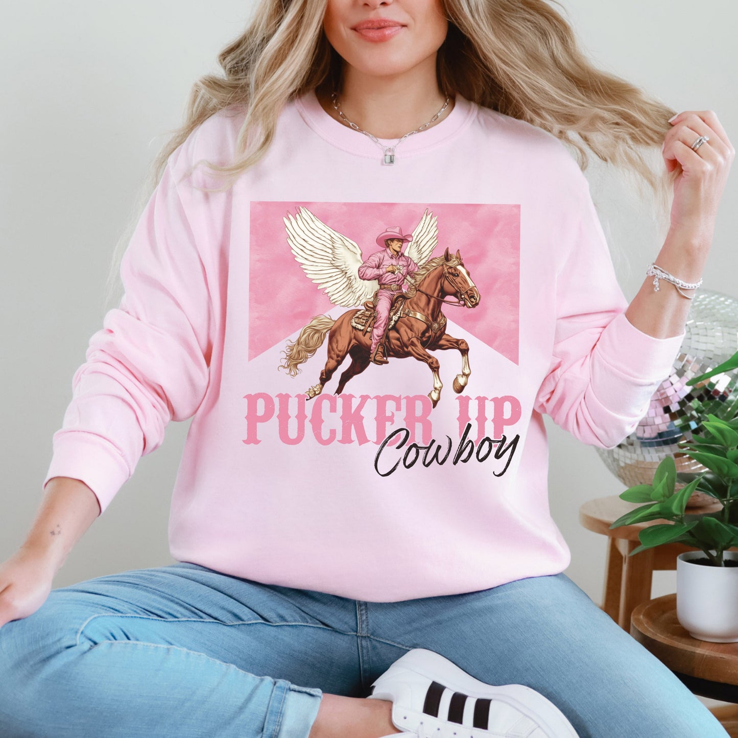 Pucker Up Cowboy, Western, Country, Valentine's Day, Love Sweatshirt