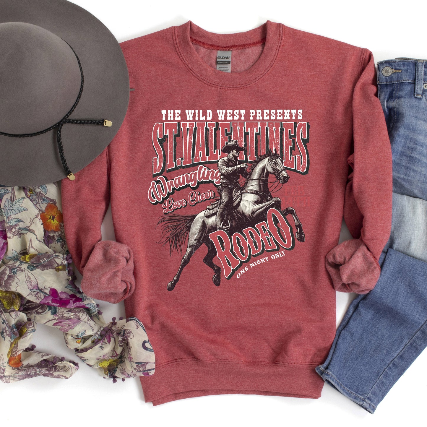 St. Valentines Rodeo, Cowboy, Western, Wild West, Country, Valentine's Day, Love Sweatshirt
