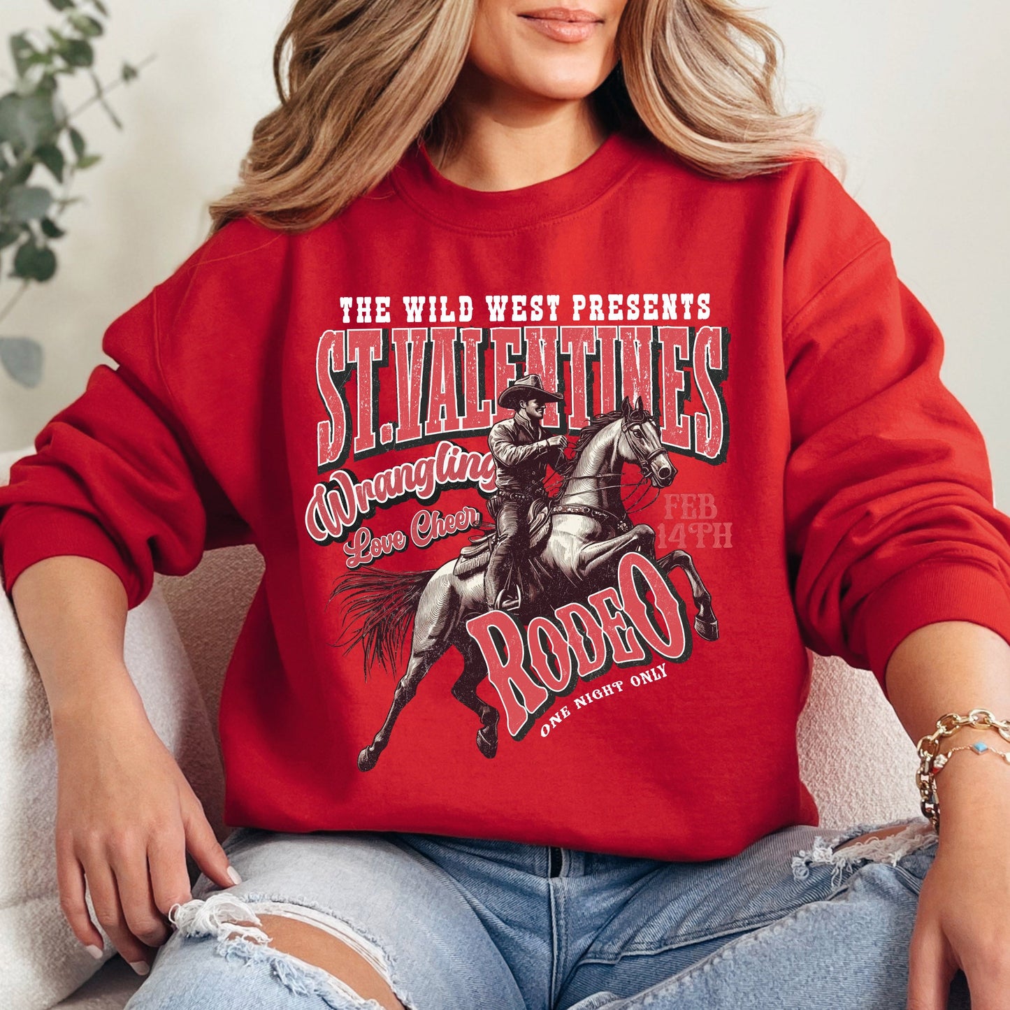 St. Valentines Rodeo, Cowboy, Western, Wild West, Country, Valentine's Day, Love Sweatshirt