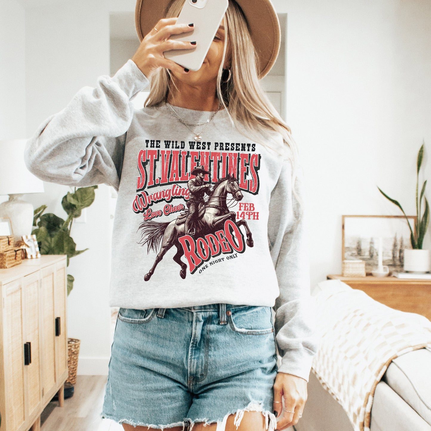 St. Valentines Rodeo, Cowboy, Western, Wild West, Country, Valentine's Day, Love Sweatshirt