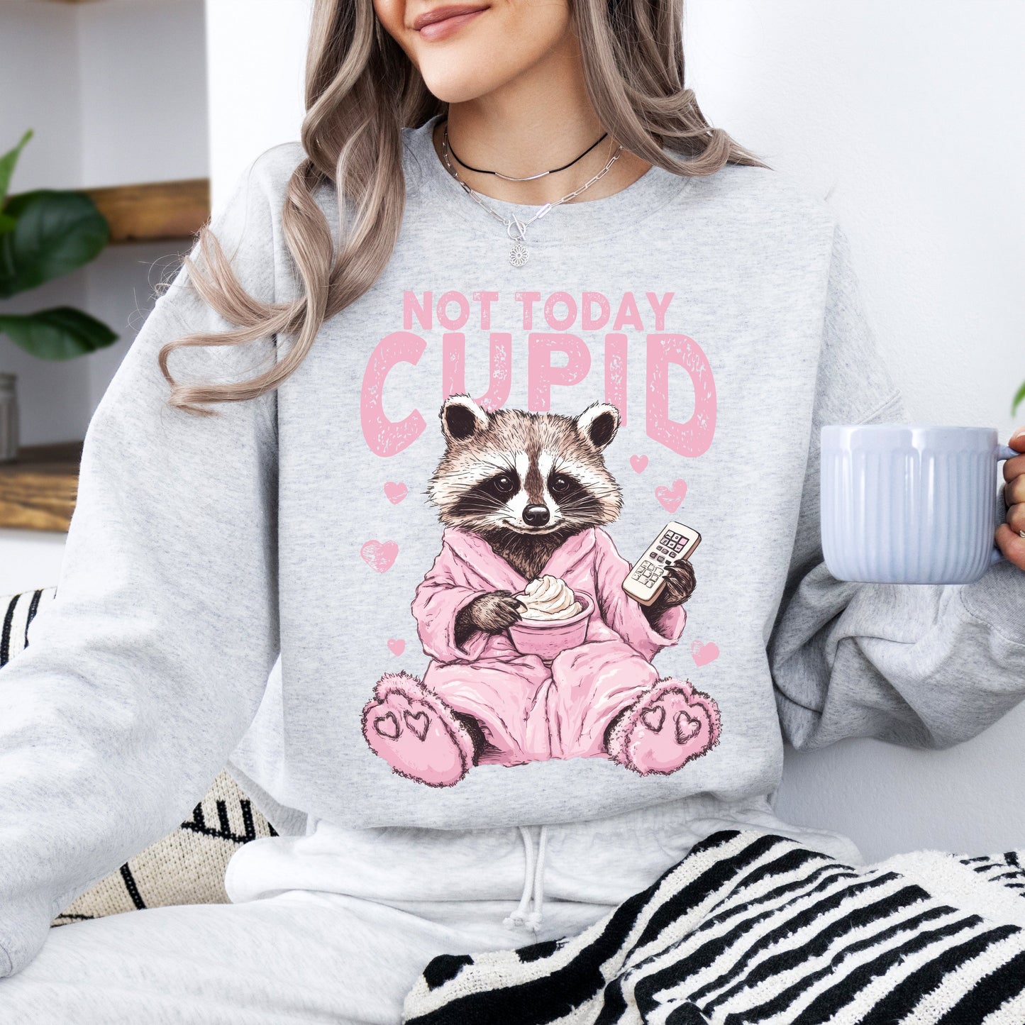 Not Today Cupid, Feral, Racoon, Valentine's Day, Love Sweatshirt
