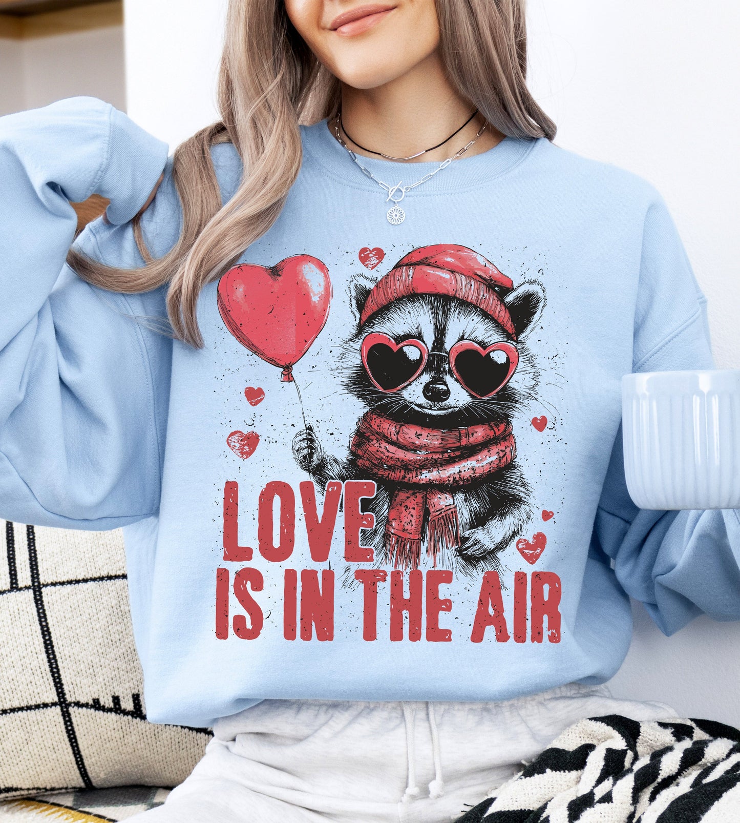 Love Is In The Air, Racoon Lover, Valentine's Day, Love Sweatshirt