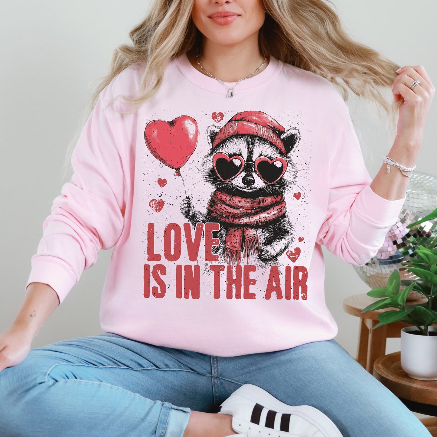 Love Is In The Air, Racoon Lover, Valentine's Day, Love Sweatshirt
