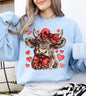 Highland Cow, Western, Hearts, Country, Valentine's Day, Love Sweatshirt