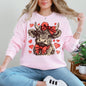 Highland Cow, Western, Hearts, Country, Valentine's Day, Love Sweatshirt