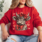 Highland Cow, Western, Hearts, Country, Valentine's Day, Love Sweatshirt