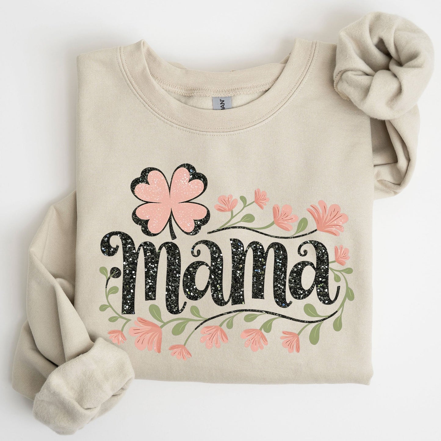 Floral Mama, Shamrock, Lucky, Clover, Irish, Lucky Charm, St Patrick's Day Sweatshirt