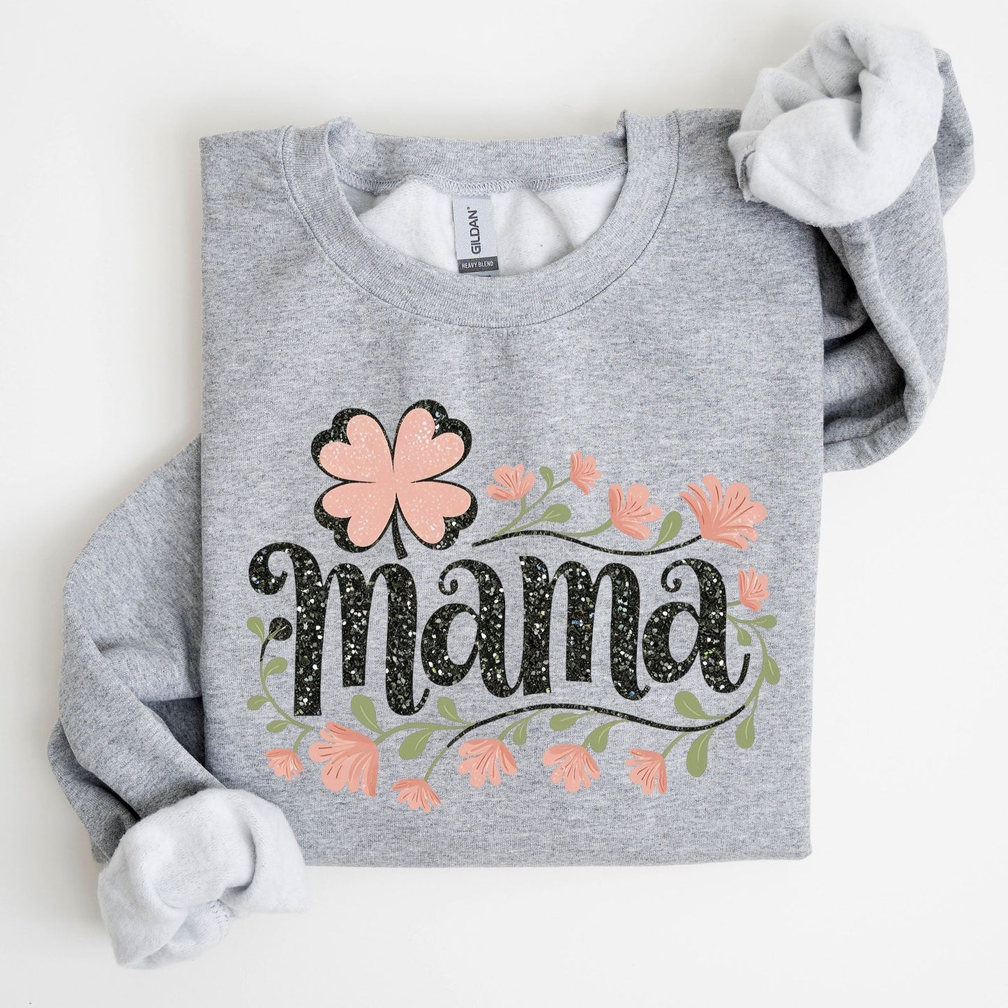 Floral Mama, Shamrock, Lucky, Clover, Irish, Lucky Charm, St Patrick's Day Sweatshirt